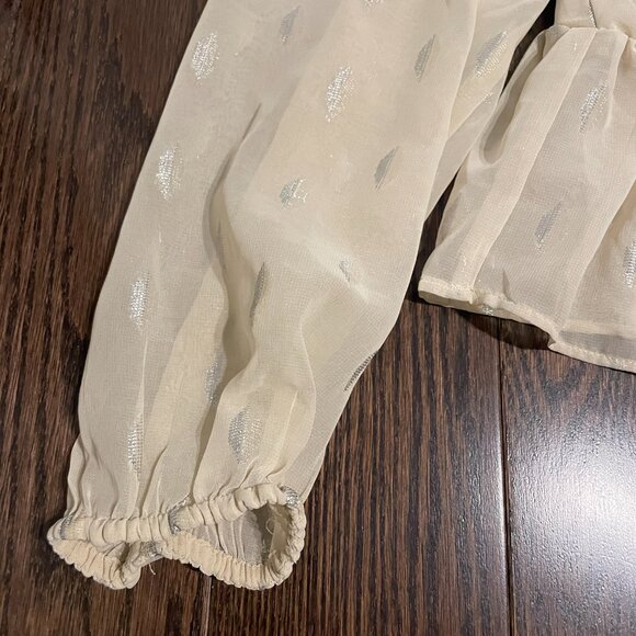 H&M Cropped Chiffon-like Blouse with Silver Detailing - Picture 2 of 5